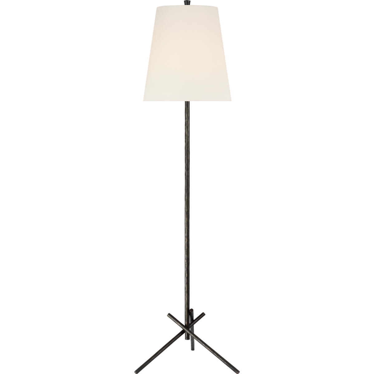 Chapman & Myers Iona 53" Sculpted Tripod Floor Lamp in Aged Iron with Linen Shade W15.5" x H53"