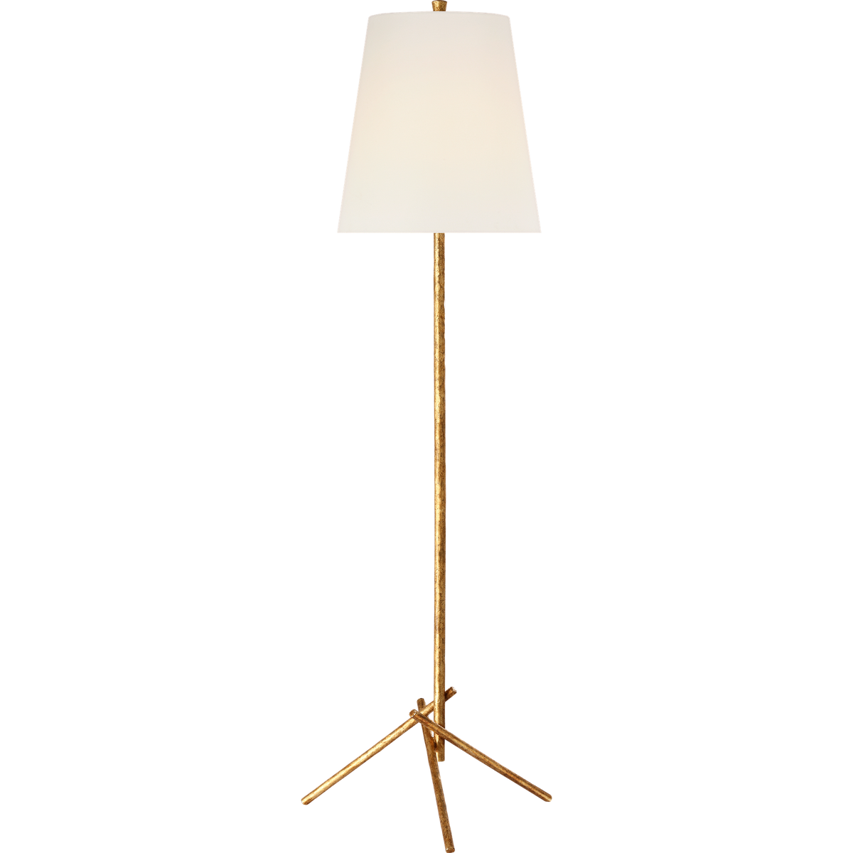 Chapman & Myers Iona 53" Sculpted Tripod Floor Lamp in Gilded Iron with Linen Shade W15.5" x H53"