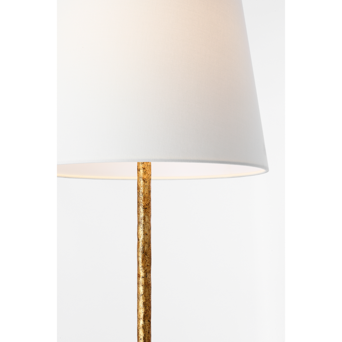 Chapman & Myers Iona 53" Sculpted Tripod Floor Lamp in Gilded Iron with Linen Shade W15.5" x H53"