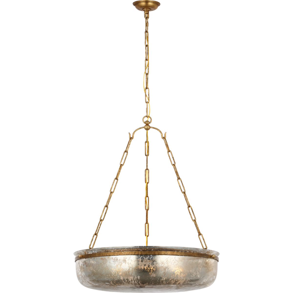 Chapman & Myers Lorford Medium Chandelier in Gilded Iron with Antique Mercury Glass W27.75" x H35.25"