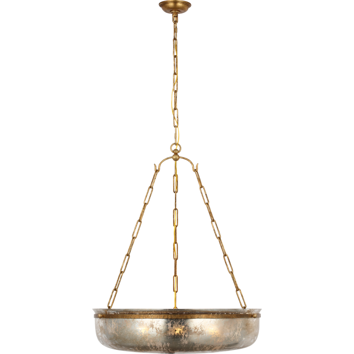 Chapman & Myers Lorford Medium Chandelier in Gilded Iron with Antique Mercury Glass W27.75" x H35.25"