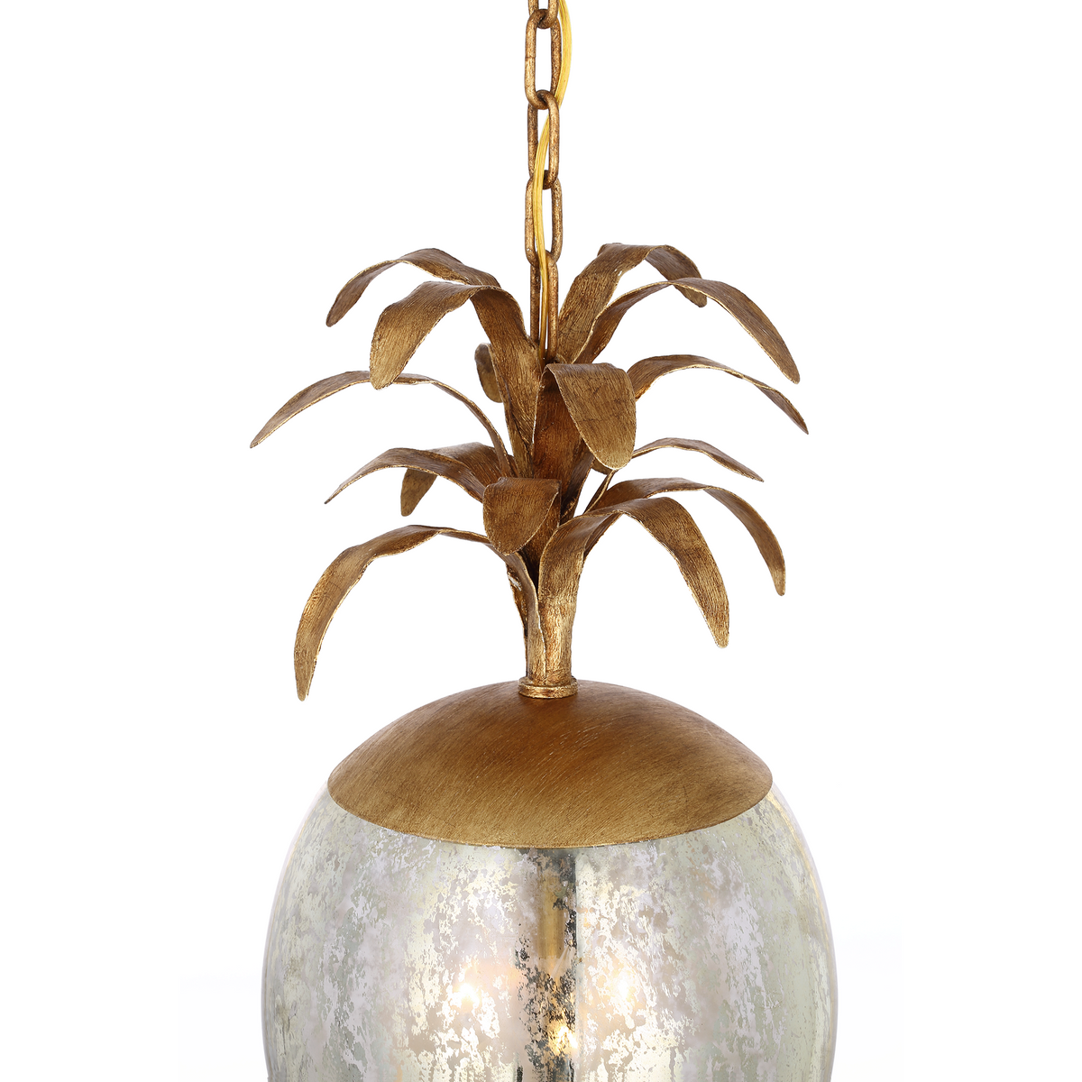 Chapman & Myers Gramercy Medium Pendant in Gilded Iron with Mercury Glass W11.5" x H23"