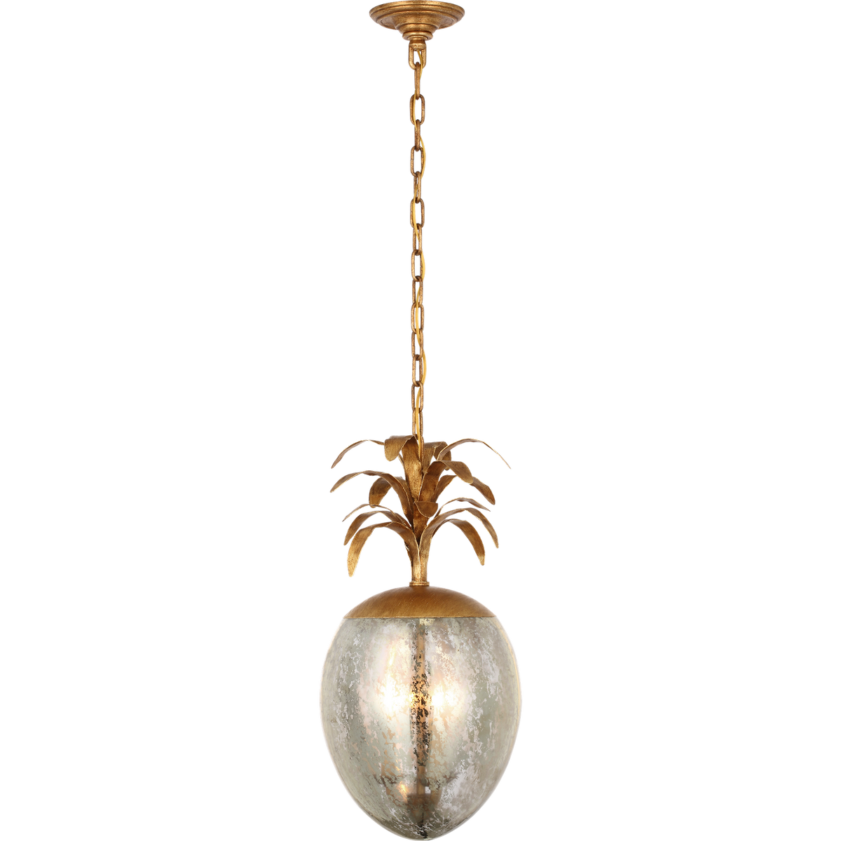 Chapman & Myers Gramercy Medium Pendant in Gilded Iron with Mercury Glass W11.5" x H23"