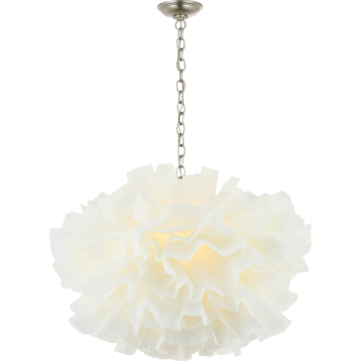 Chapman & Myers Cammela 31" Bloom Chandelier in Burnished Silver Leaf with Soft White Silk W30.75" x H21.25"