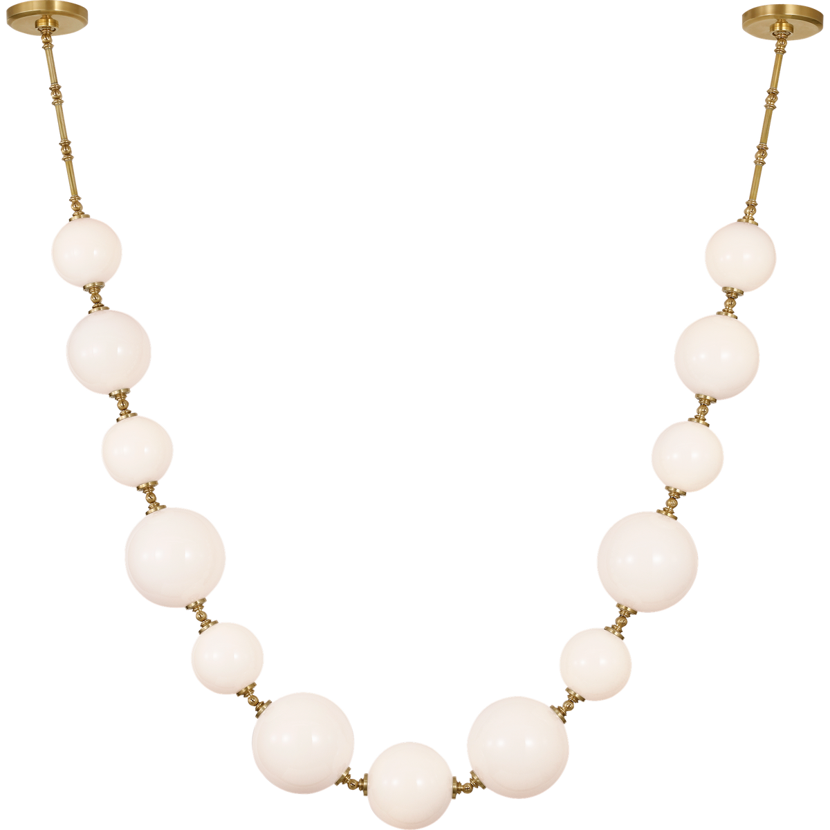 Chapman & Myers Datum Necklace Chandelier in Antique-Burnished Brass with White Glass W7" - 45.75" x H57.5"