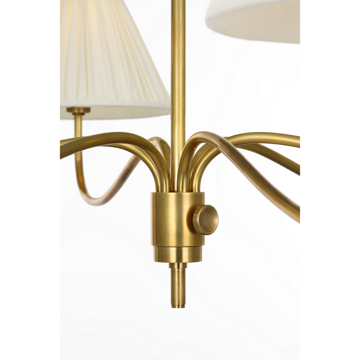 Chapman & Myers Hollings 42" Chandelier in Antique-Burnished Brass with Silk Pleated Shades W41.5" x H23.5"
