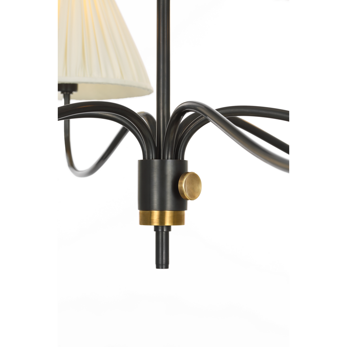 Chapman & Myers Hollings 42" Chandelier in Bronze and Antique-Burnished Brass with Silk Pleated Shades W41.5" x H23.5"