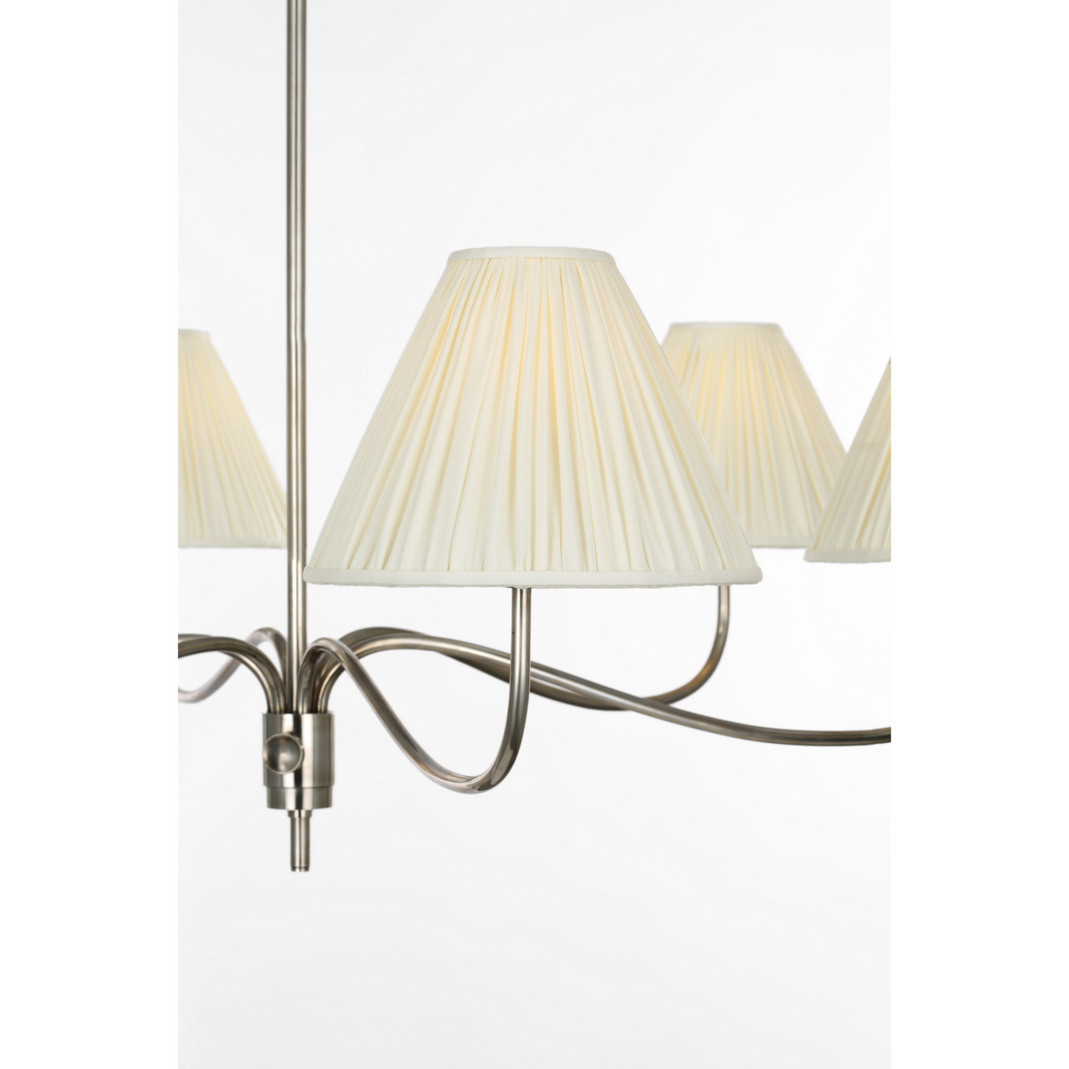 Chapman & Myers Hollings 42" Chandelier in Pewter with Silk Pleated Shades W41.5" x H23.5"