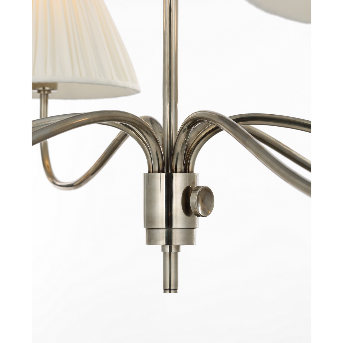 Chapman & Myers Hollings 42" Chandelier in Pewter with Silk Pleated Shades W41.5" x H23.5"
