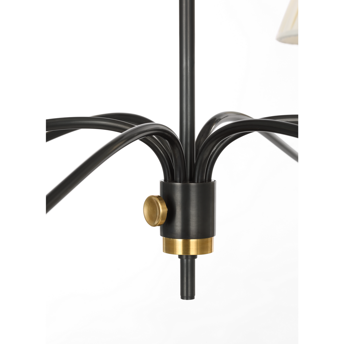 Chapman & Myers Hollings 54" Chandelier in Bronze and Antique-Burnished Brass with Silk Pleated Shades W53.5" x H25.5"