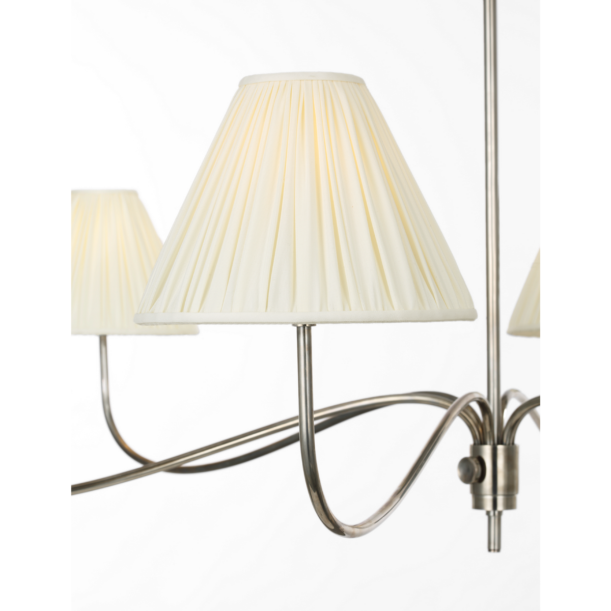 Chapman & Myers Hollings 54" Chandelier in Pewter with Silk Pleated Shades W53.5" x H25.5"