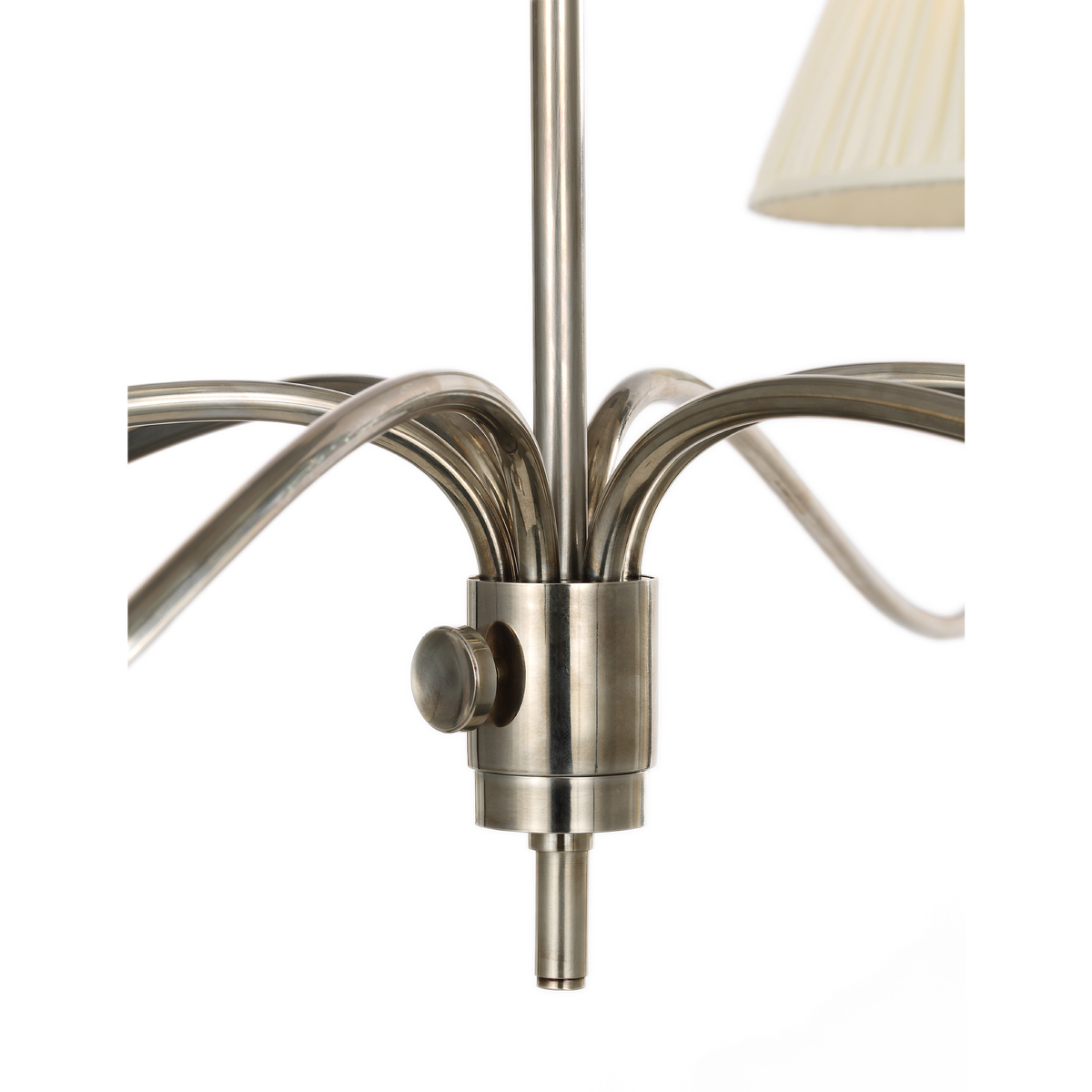 Chapman & Myers Hollings 54" Chandelier in Pewter with Silk Pleated Shades W53.5" x H25.5"