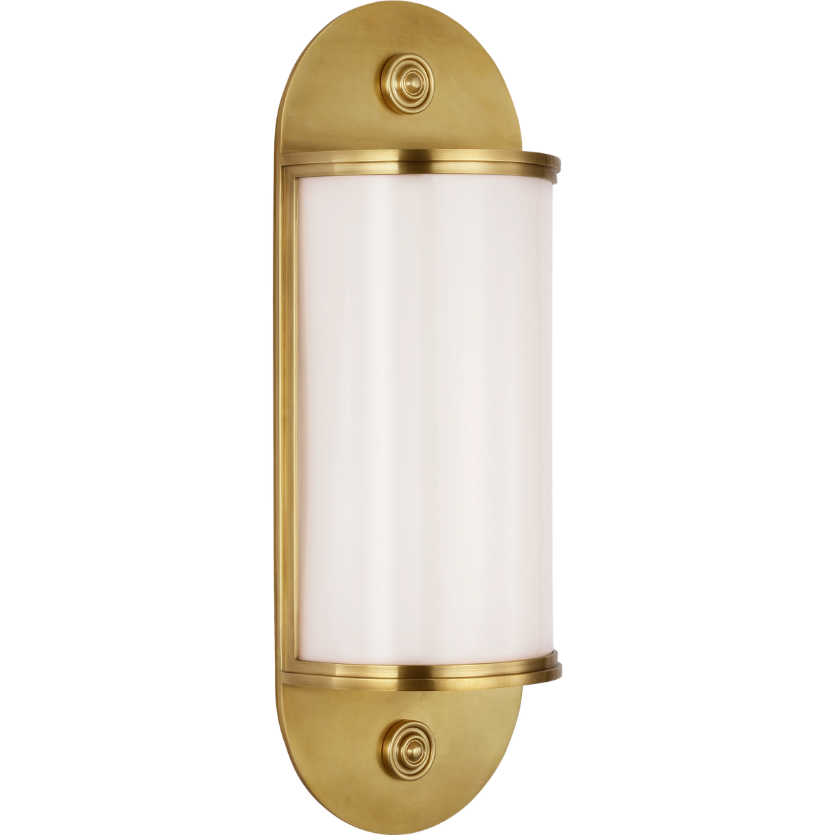Chapman & Myers Newfield 14" Bath Sconce in Antique-Burnished Brass with White Glass W5" x H13.5" x E3"