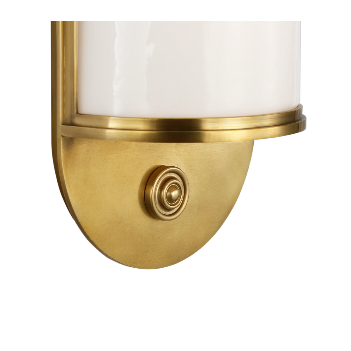 Chapman & Myers Newfield 14" Bath Sconce in Antique-Burnished Brass with White Glass W5" x H13.5" x E3"