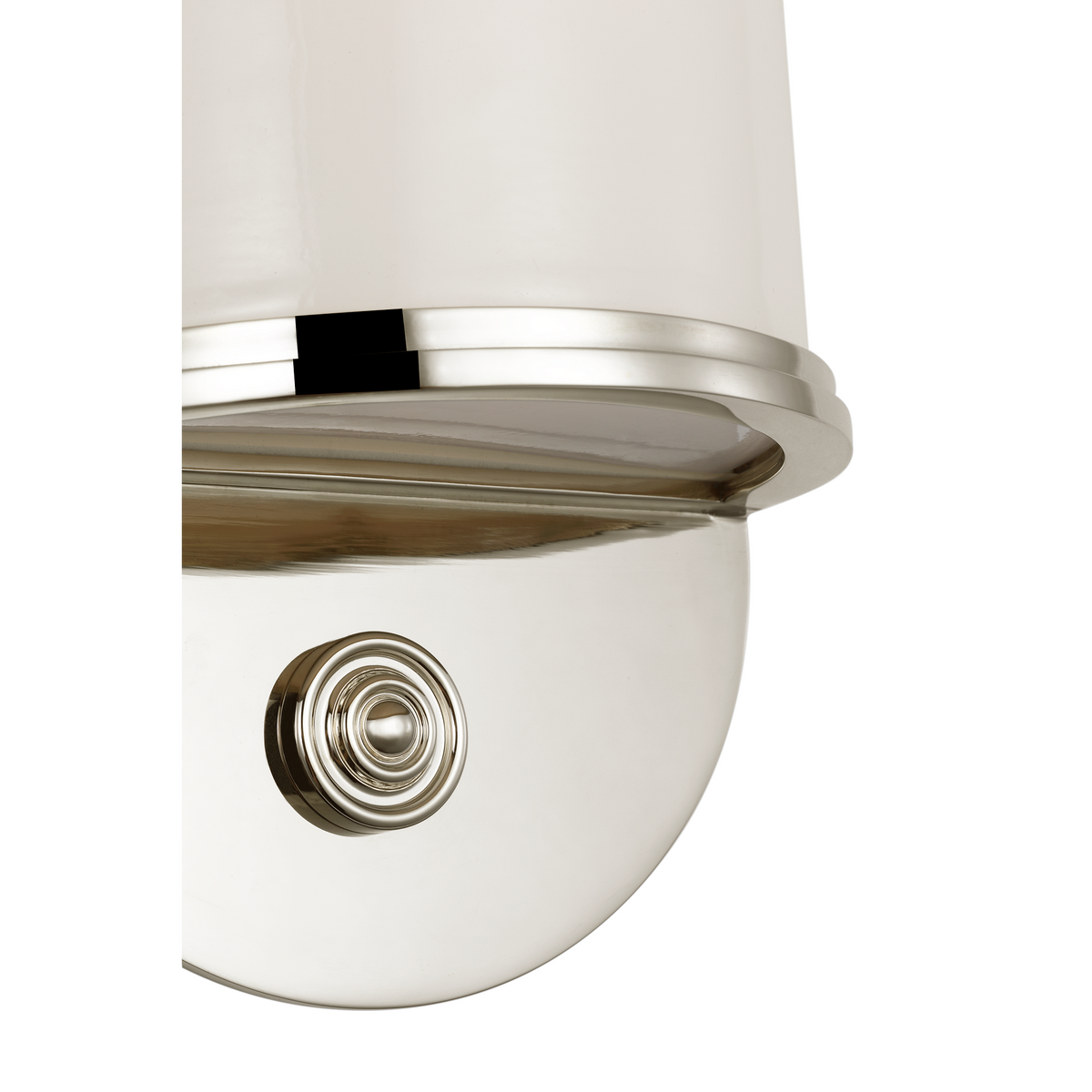 Chapman & Myers Newfield 20" Bath Sconce in Polished Nickel with White Glass W5" x H20" x E3"