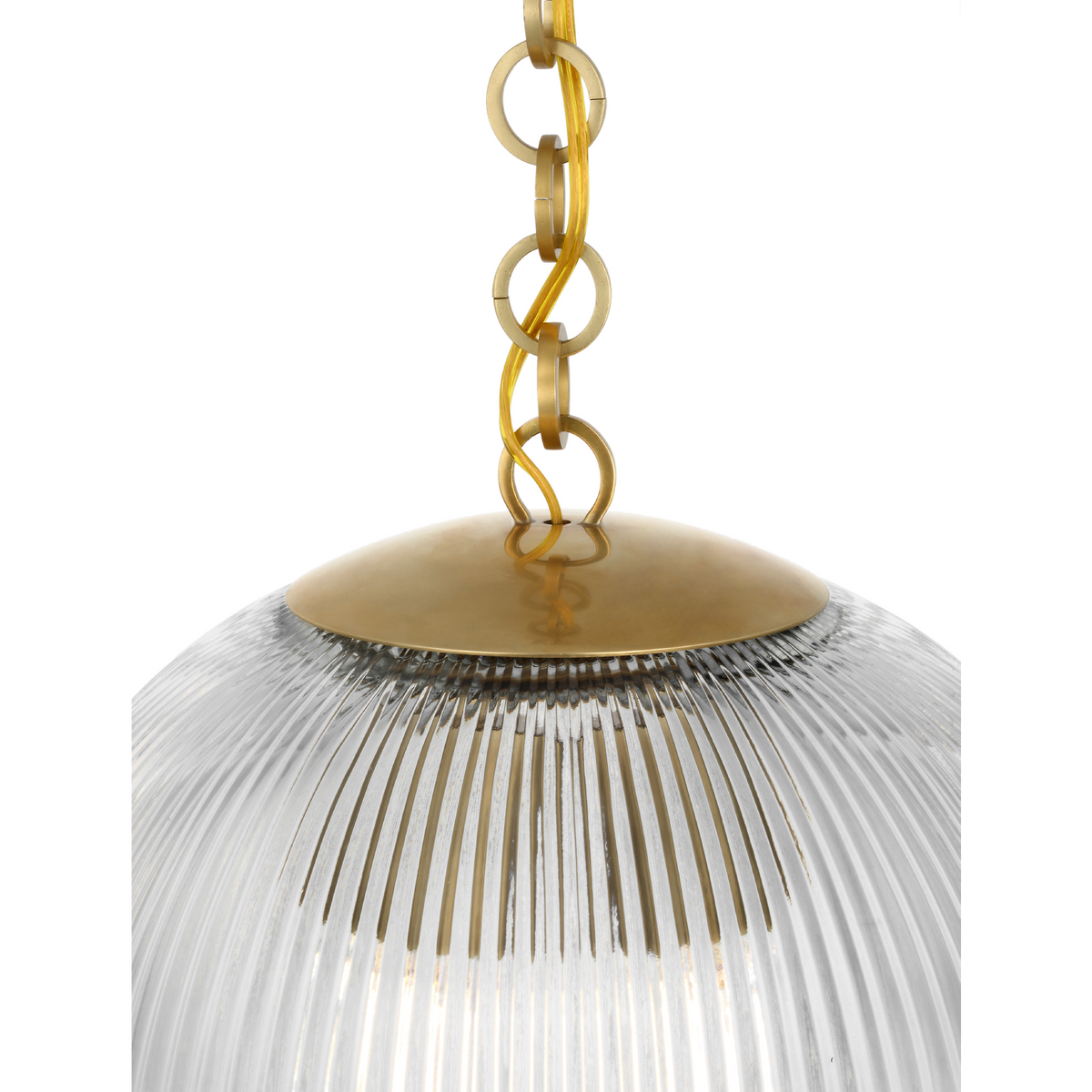 Julie Neill Isadora 12" Pendant in Antique-Burnished Brass with Clear Glass W12" x H13.25"