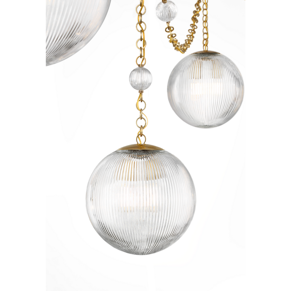 Julie Neill Isadora 12" Pendant in Antique-Burnished Brass with Clear Glass W12" x H13.25"