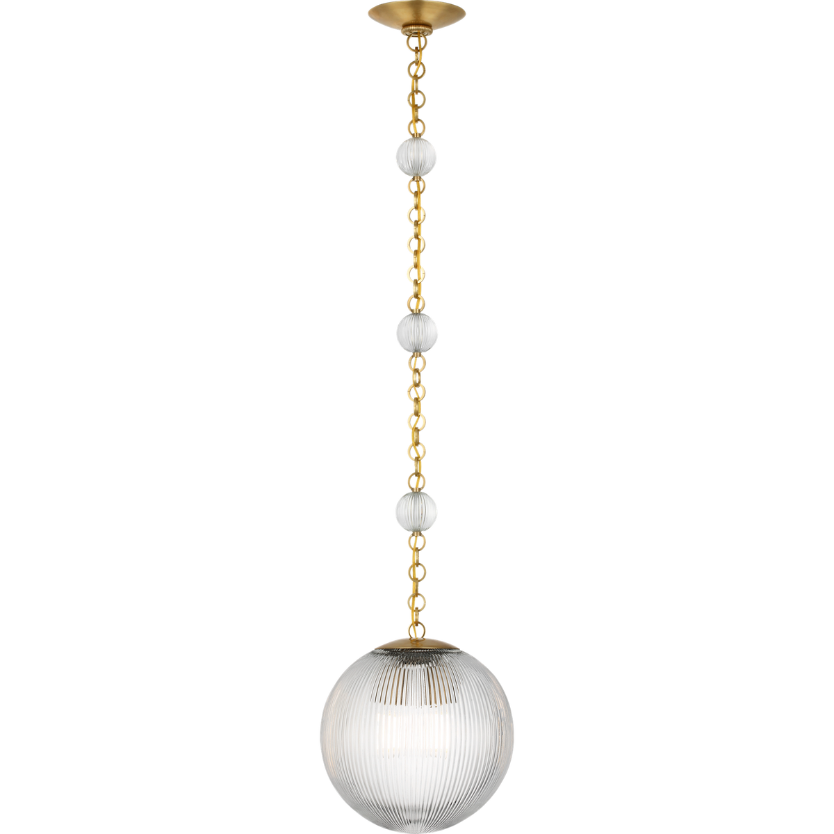 Julie Neill Isadora 12" Pendant in Antique-Burnished Brass with Clear Glass W12" x H13.25"