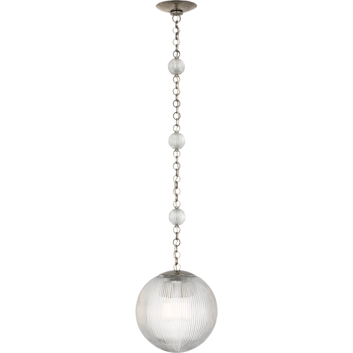 Julie Neill Isadora 12" Pendant in Pewter with Clear Glass W12" x H13.25"