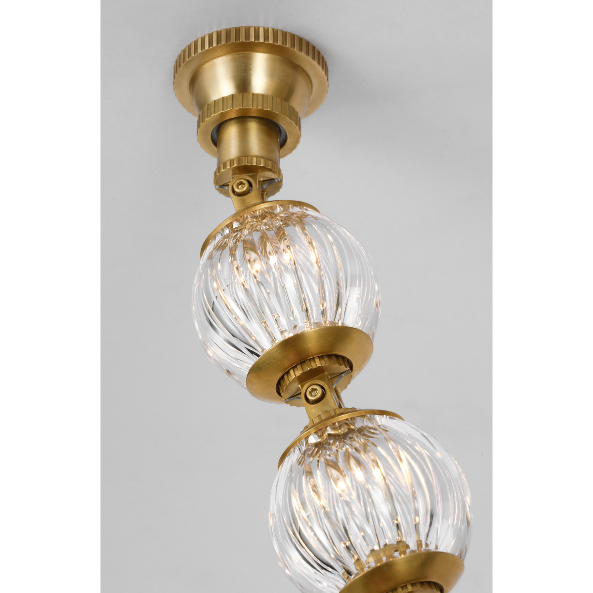 Julie Neill Arielle Graduated Necklace Chandelier in Antique-Burnished Brass with Clear Cut Glass W4" - 55.5" x H35"