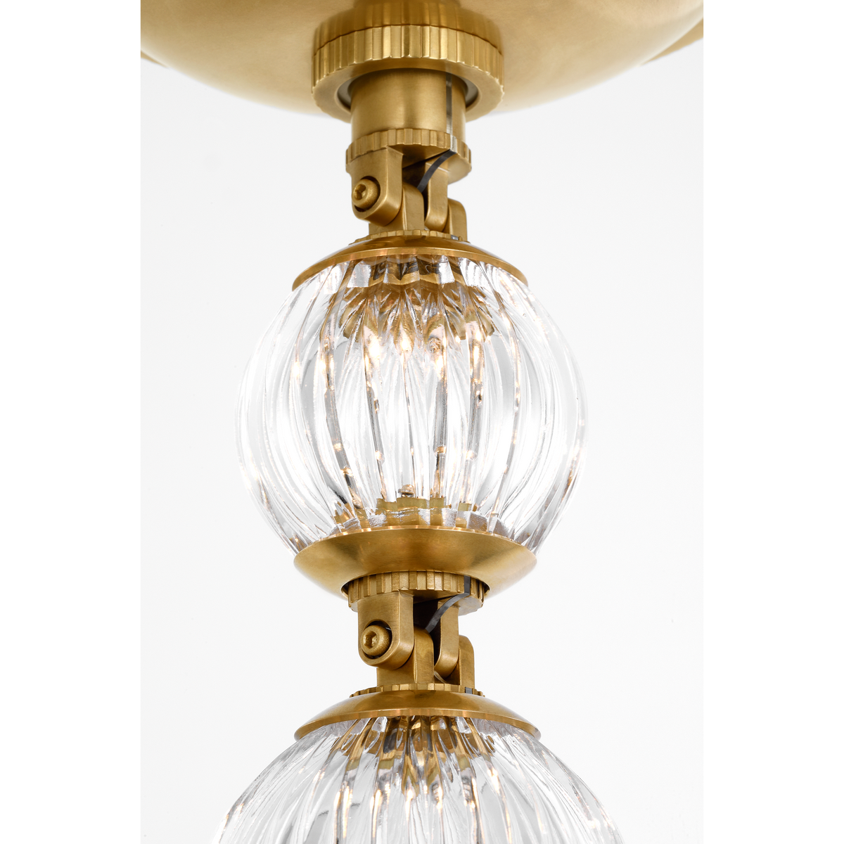 Julie Neill Arielle Graduated Necklace Chandelier in Antique-Burnished Brass with Clear Cut Glass W4" - 55.5" x H35"