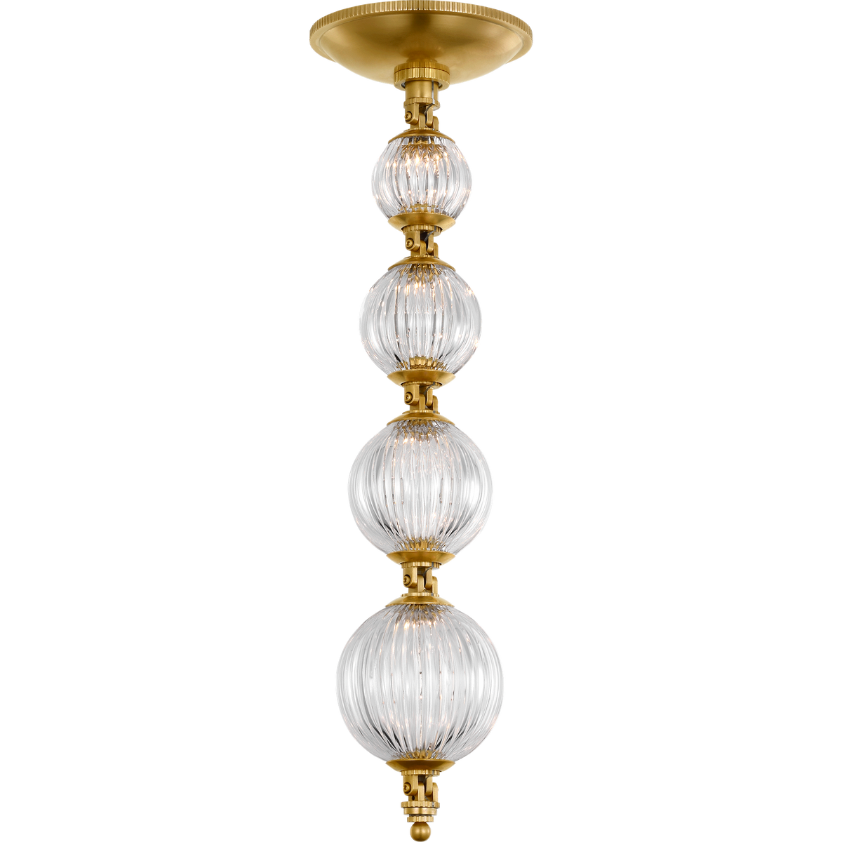 Julie Neill Arielle Graduated Necklace Chandelier in Antique-Burnished Brass with Clear Cut Glass W4" - 55.5" x H35"