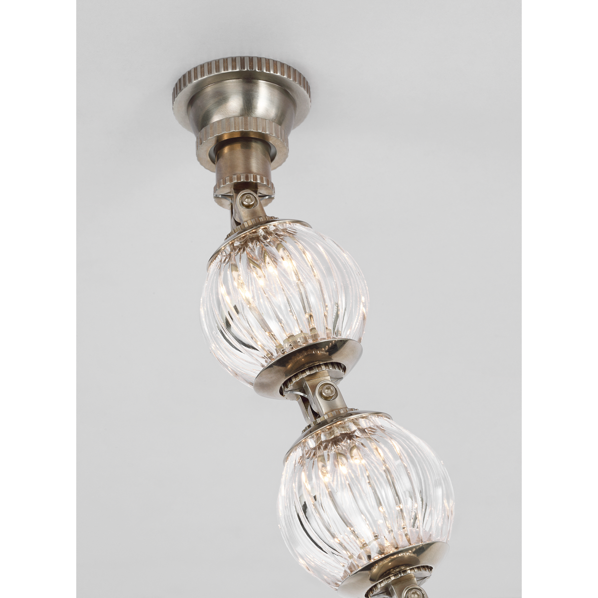Julie Neill Arielle Graduated Necklace Chandelier in Pewter with Clear Cut Glass W4" - 55.5" x H35"