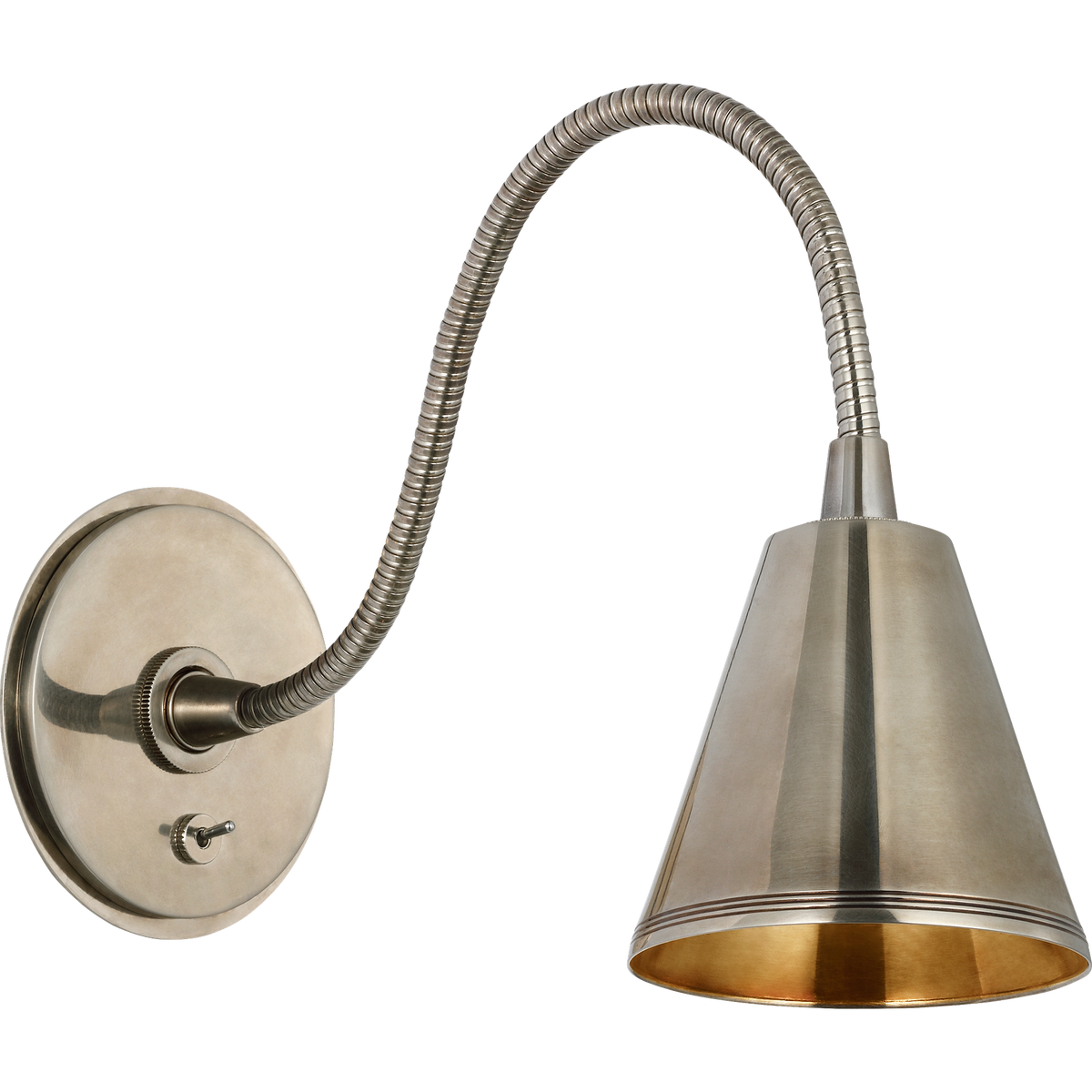 Marie Flanigan Harlan Gooseneck Reading Light in Pewter W4.5" x H7.75" x E13.5"