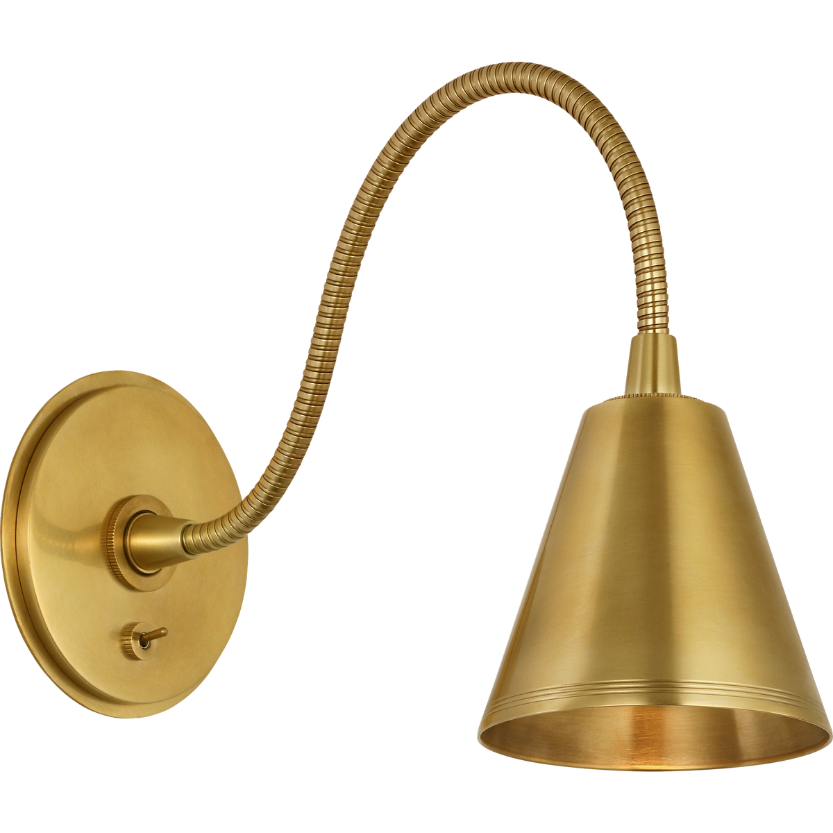 Marie Flanigan Harlan Gooseneck Reading Light in Soft Brass W4.5" x H7.75" x E13.5"