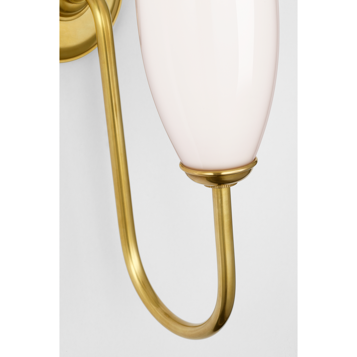 Marie Flanigan Meridien 16" Single Sconce in Soft Brass with White Glass W4.25" x H16.25" x E8"
