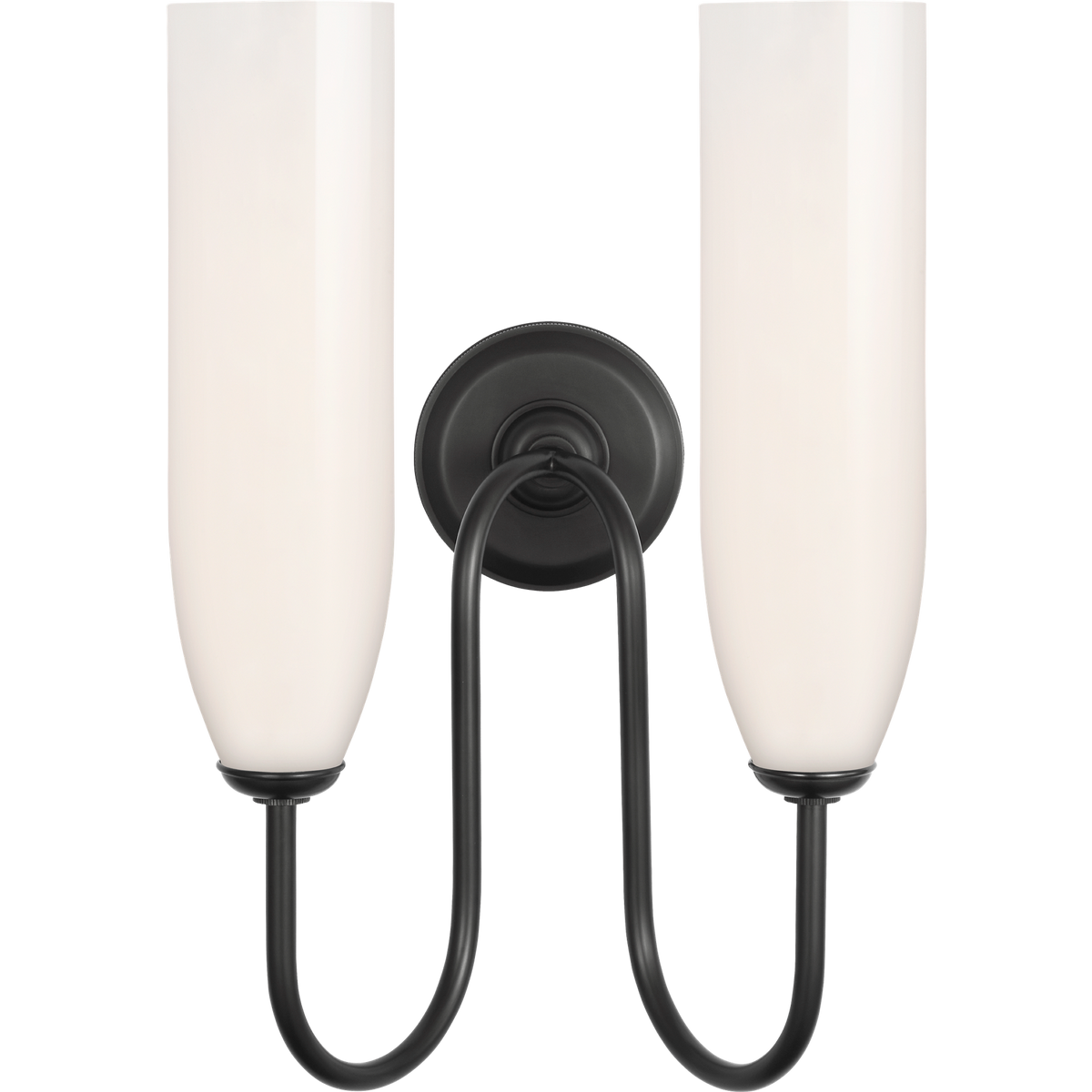 Marie Flanigan Meridien 16" Double Sconce in Bronze with White Glass W10.75" x H16.25" x E8"