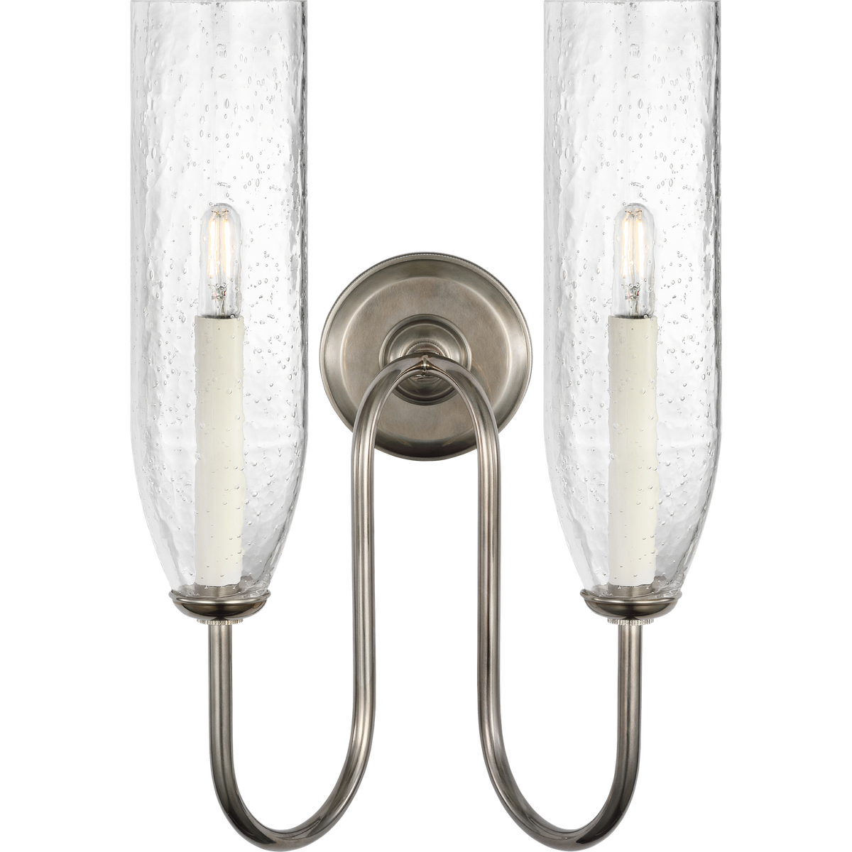 Marie Flanigan Meridien 16" Double Sconce in Pewter with Clear Restoration Glass W10.75" x H16.25" x E8"