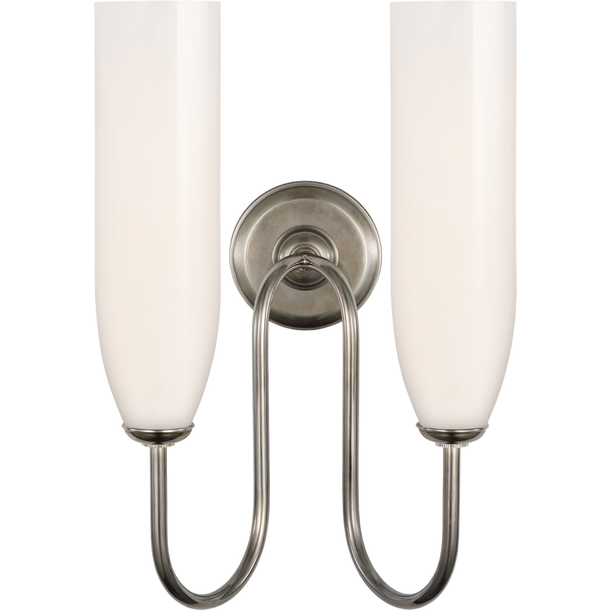 Marie Flanigan Meridien 16" Double Sconce in Pewter with White Glass W10.75" x H16.25" x E8"