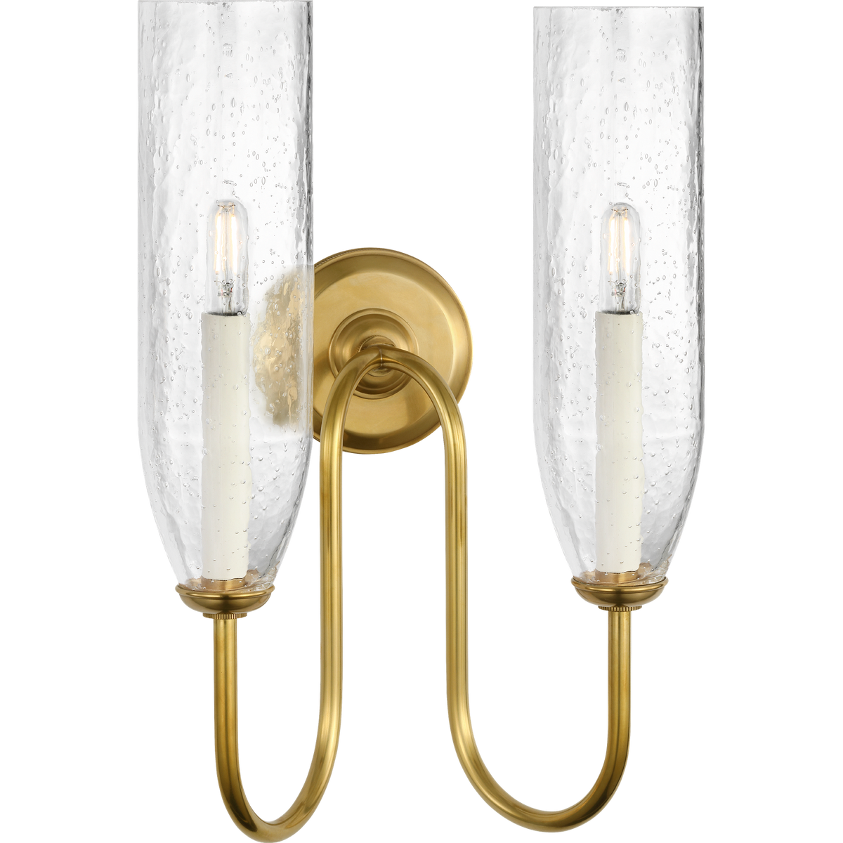 Marie Flanigan Meridien 16" Double Sconce in Soft Brass with Clear Restoration Glass W10.75" x H16.25" x E8"