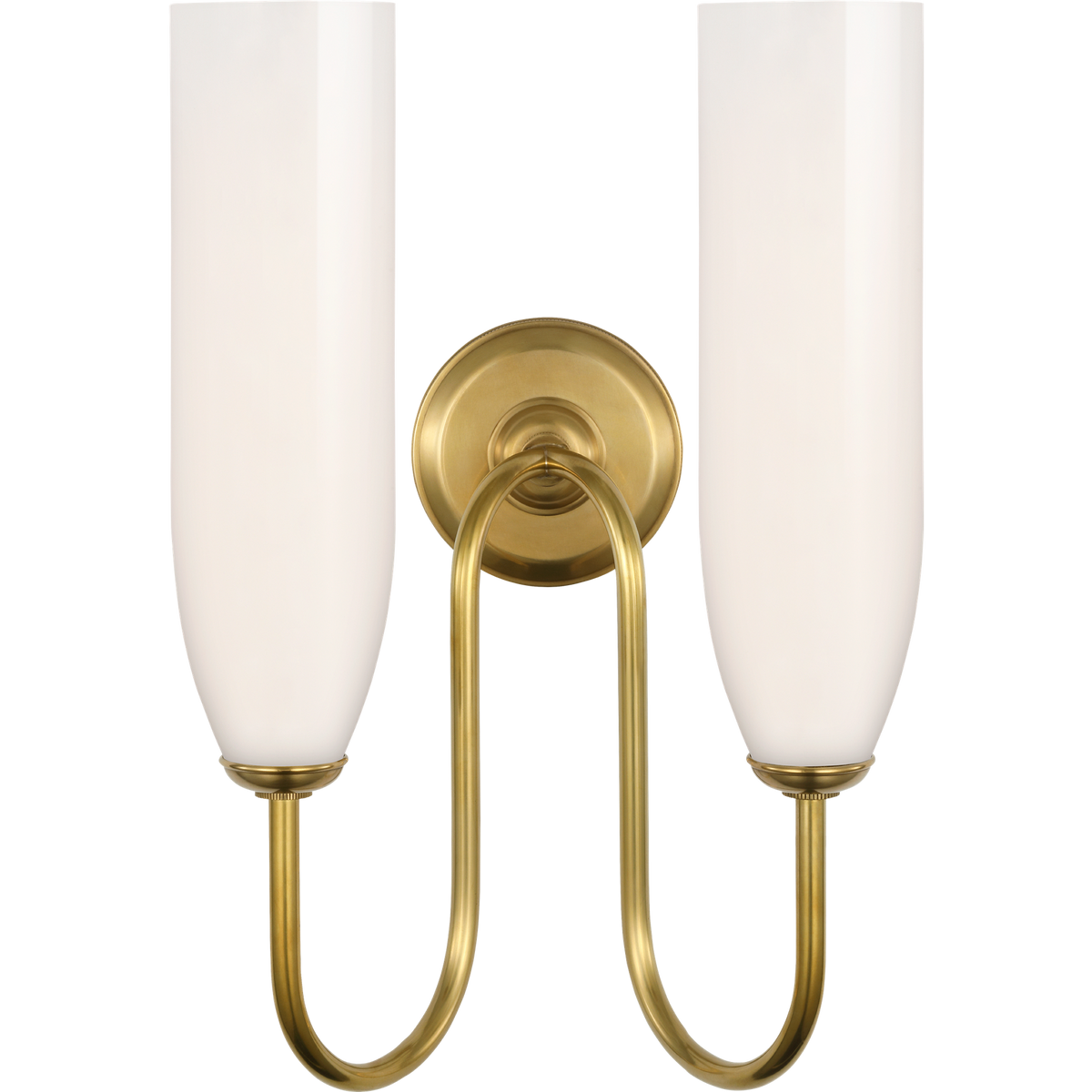 Marie Flanigan Meridien 16" Double Sconce in Soft Brass with White Glass W10.75" x H16.25" x E8"