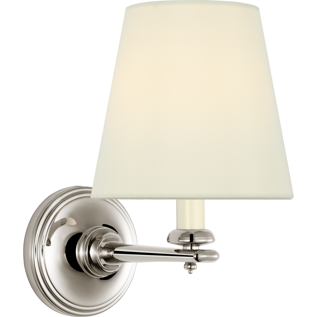 Marie Flanigan Tess 9" Single Sconce in Polished Nickel with Silk Shade W6" x H9.25" x E9"