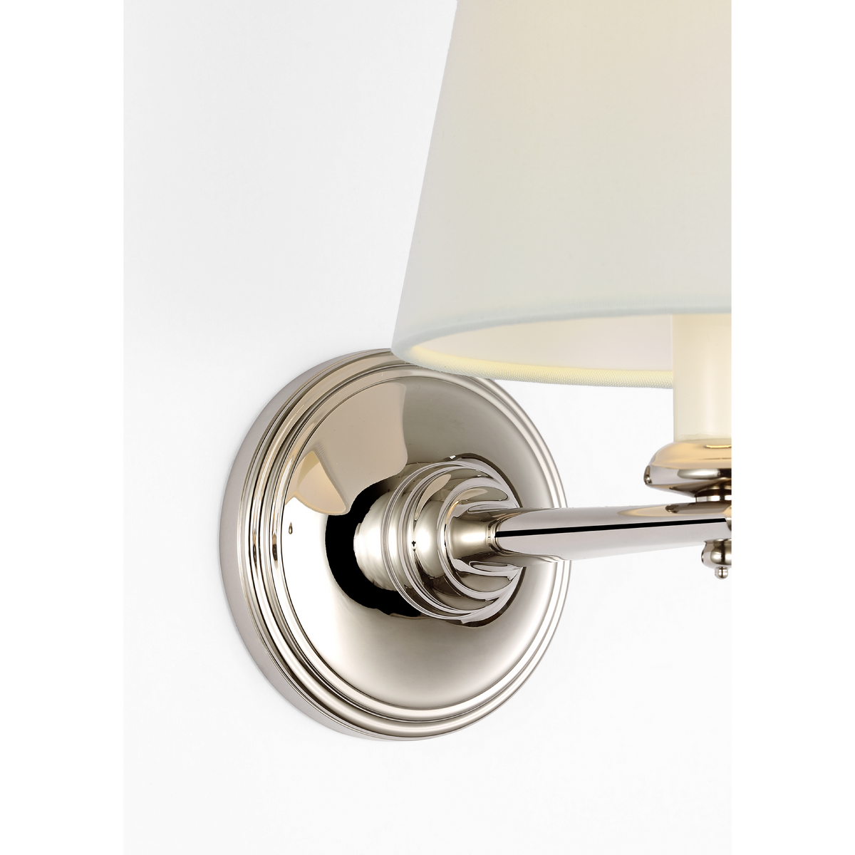 Marie Flanigan Tess 9" Single Sconce in Polished Nickel with Silk Shade W6" x H9.25" x E9"
