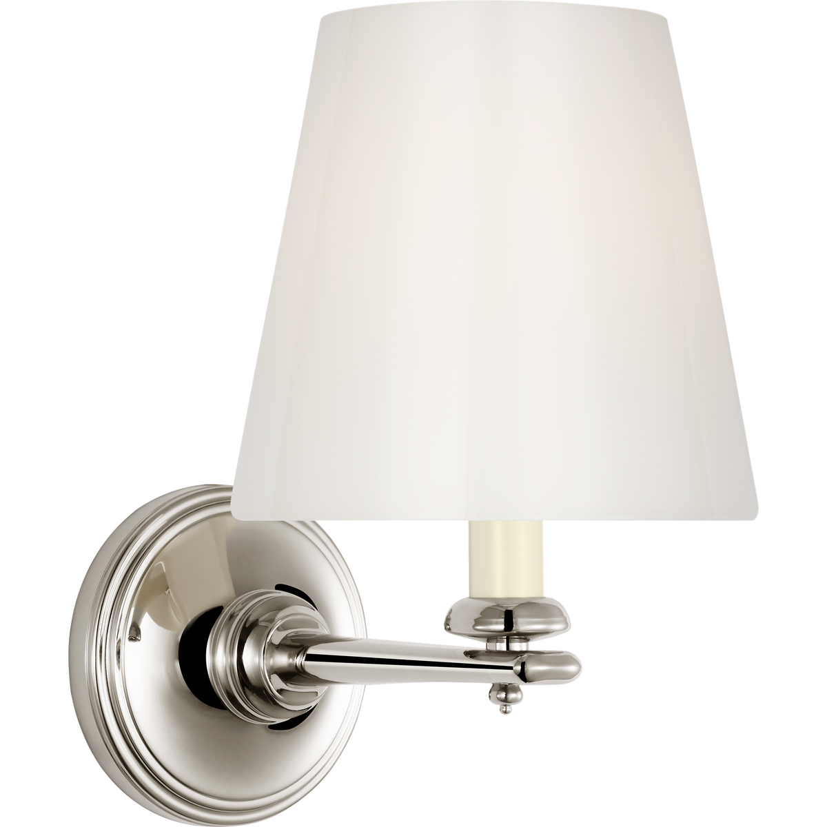 Marie Flanigan Tess 9" Single Sconce in Polished Nickel with White Glass Shade W6" x H9.25" x E9"