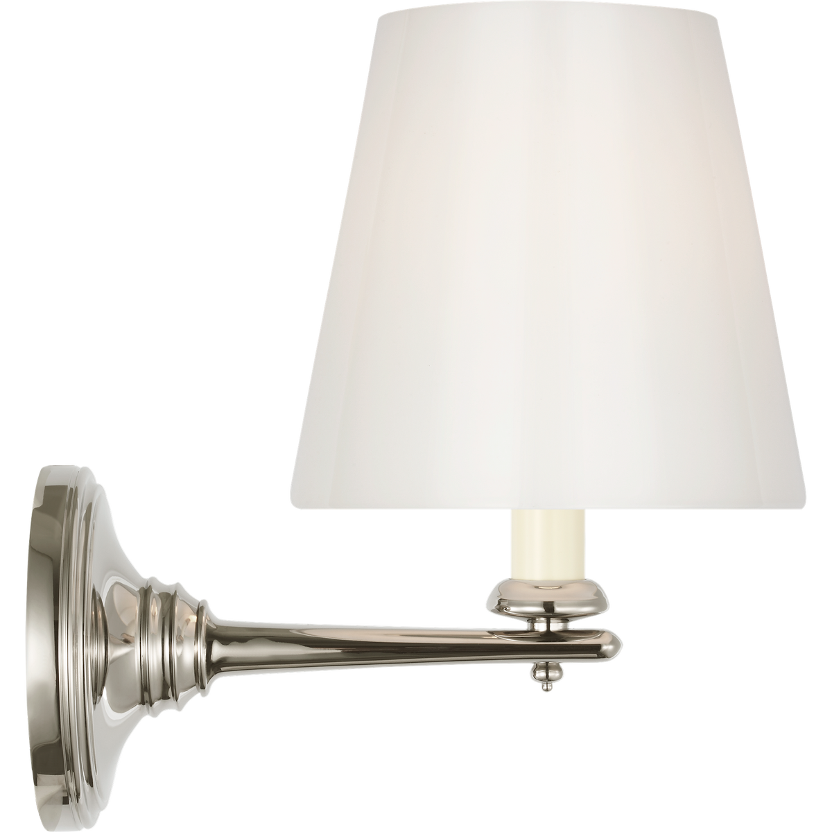 Marie Flanigan Tess 9" Single Sconce in Polished Nickel with White Glass Shade W6" x H9.25" x E9"