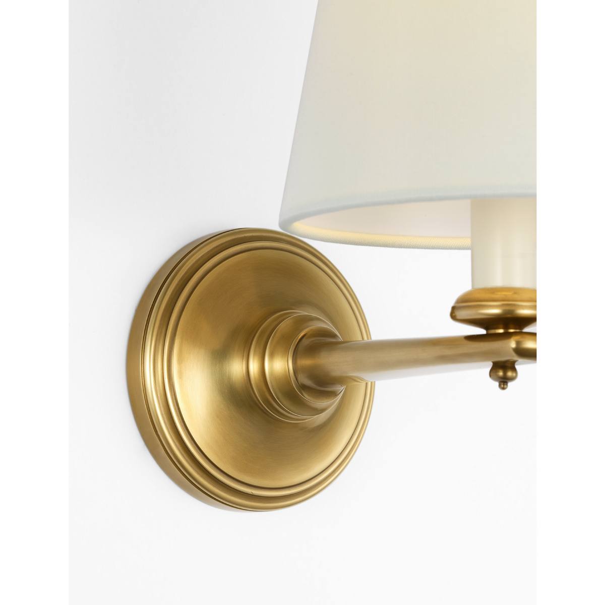 Marie Flanigan Tess 9" Single Sconce in Soft Brass with Silk Shade W6" x H9.25" x E9"