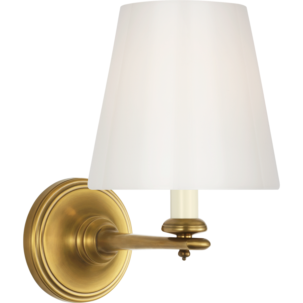 Marie Flanigan Tess 9" Single Sconce in Soft Brass with White Glass Shade W6" x H9.25" x E9"