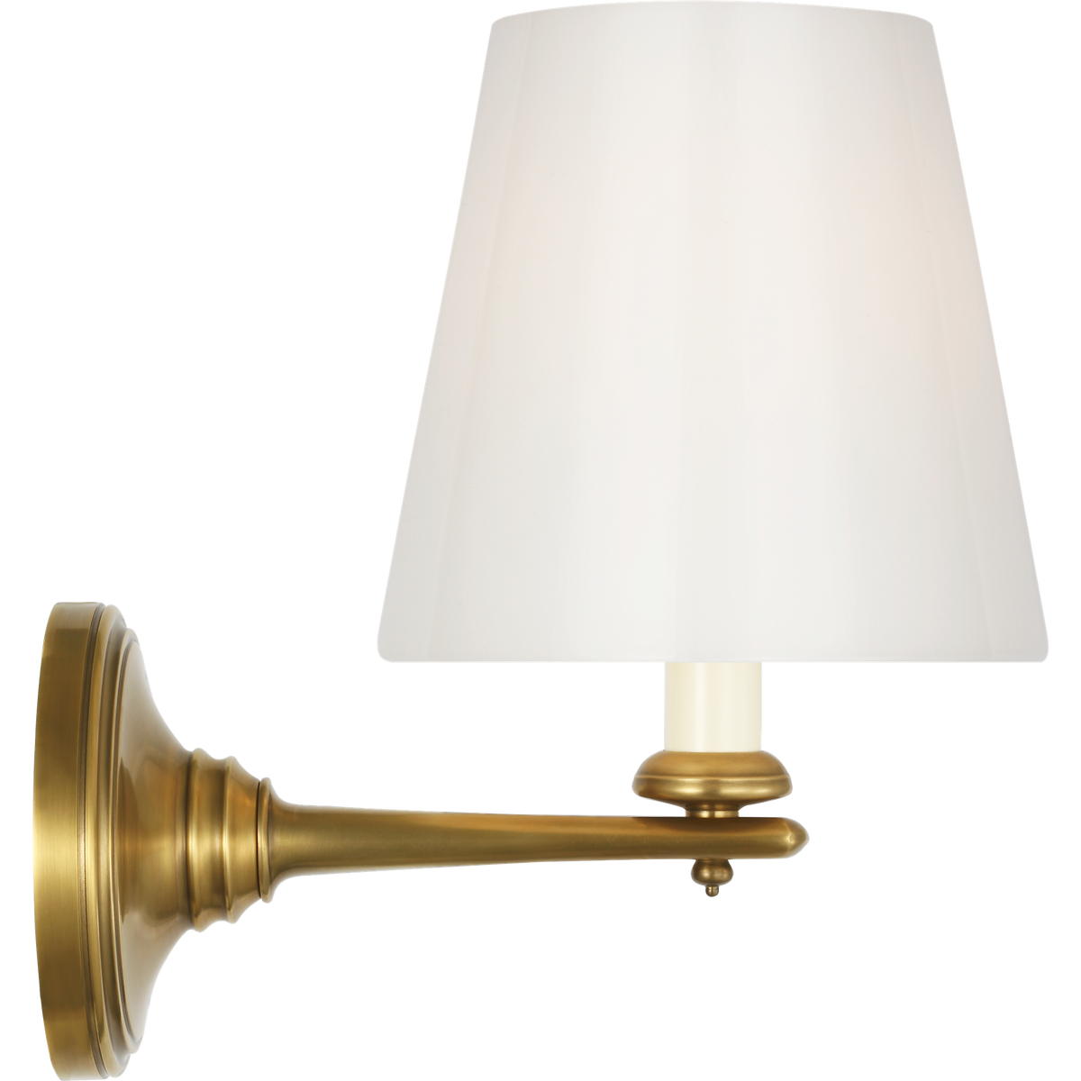 Marie Flanigan Tess 9" Single Sconce in Soft Brass with White Glass Shade W6" x H9.25" x E9"