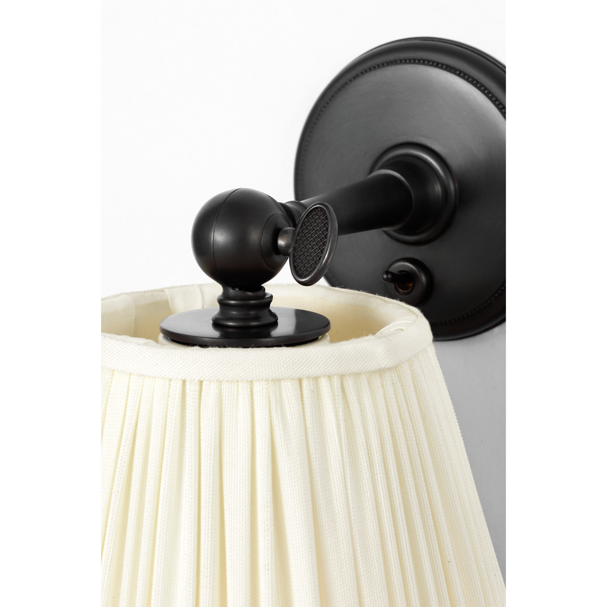 Marie Flanigan Hollander 7" Pivoting Sconce in Bronze with Silk Pleated Shade W5.75" x H7" x E6.25"