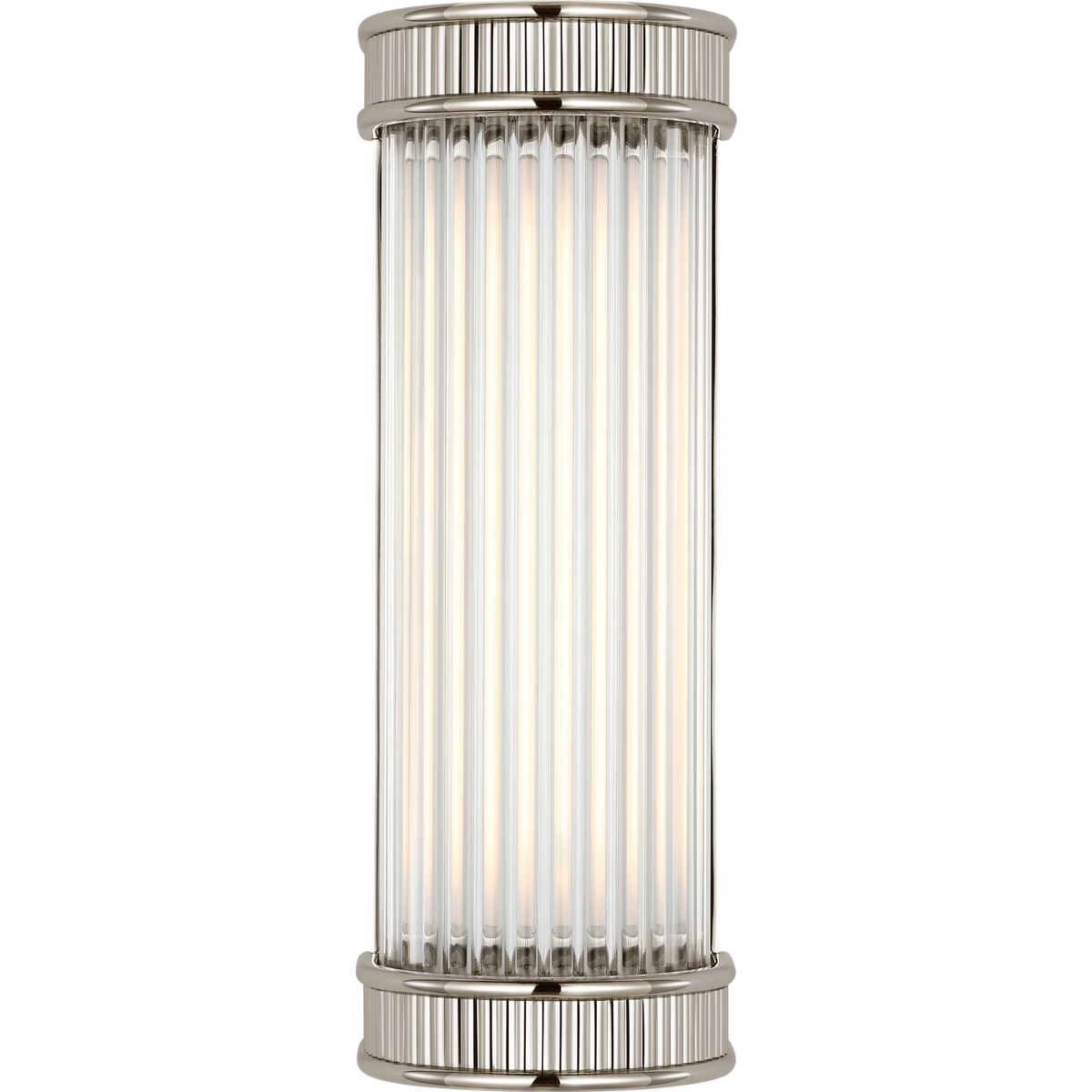 Marie Flanigan Menil 12" Linear Bath Sconce in Polished Nickel with Crystal Rods W4.25" x H12" x E3.5"