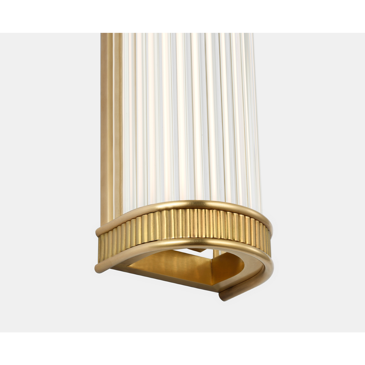 Marie Flanigan Menil 24" Linear Bath Sconce in Soft Brass with Crystal Rods W4.25" x H24" x E3.5"