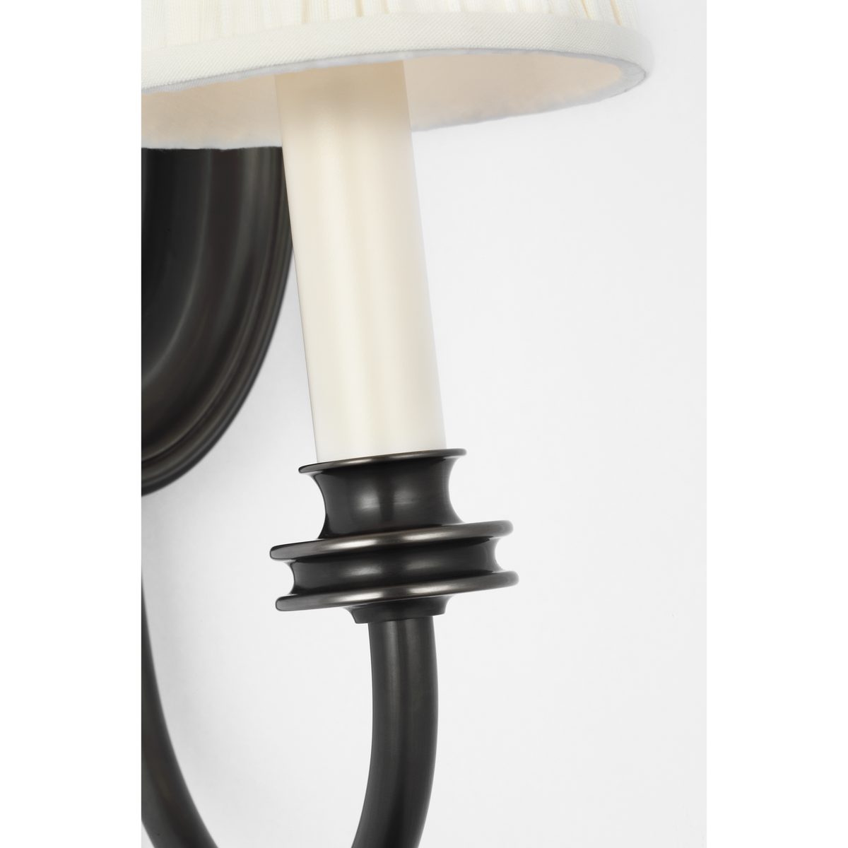 Marie Flanigan Astoria 12" Single Sconce in Bronze with Silk Pleated Shade W4.75" x H12" x E7.75"