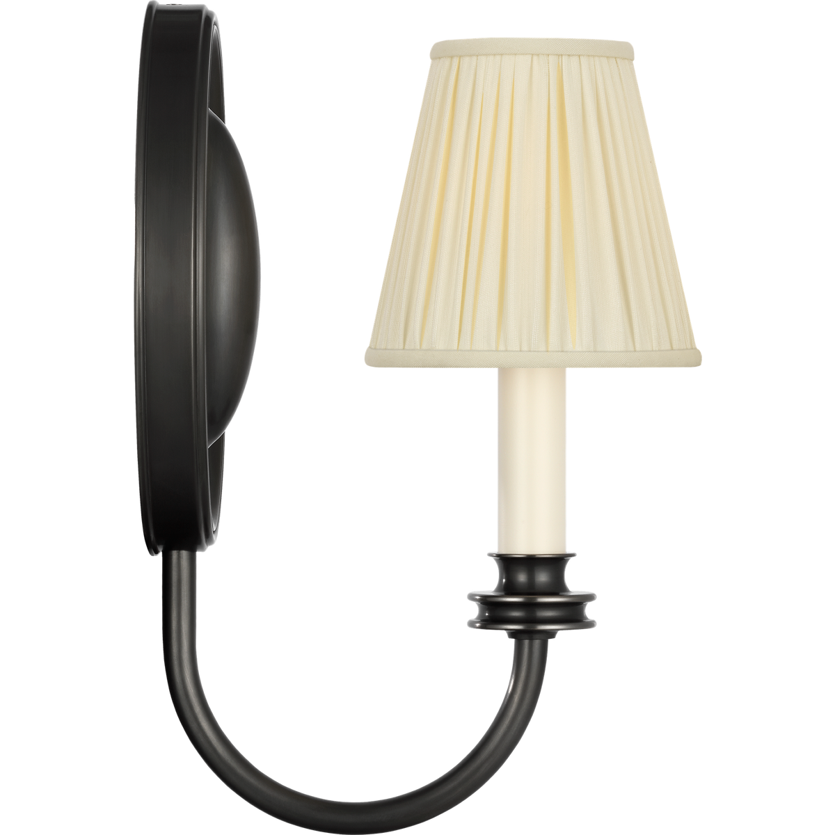 Marie Flanigan Astoria 12" Single Sconce in Bronze with Silk Pleated Shade W4.75" x H12" x E7.75"
