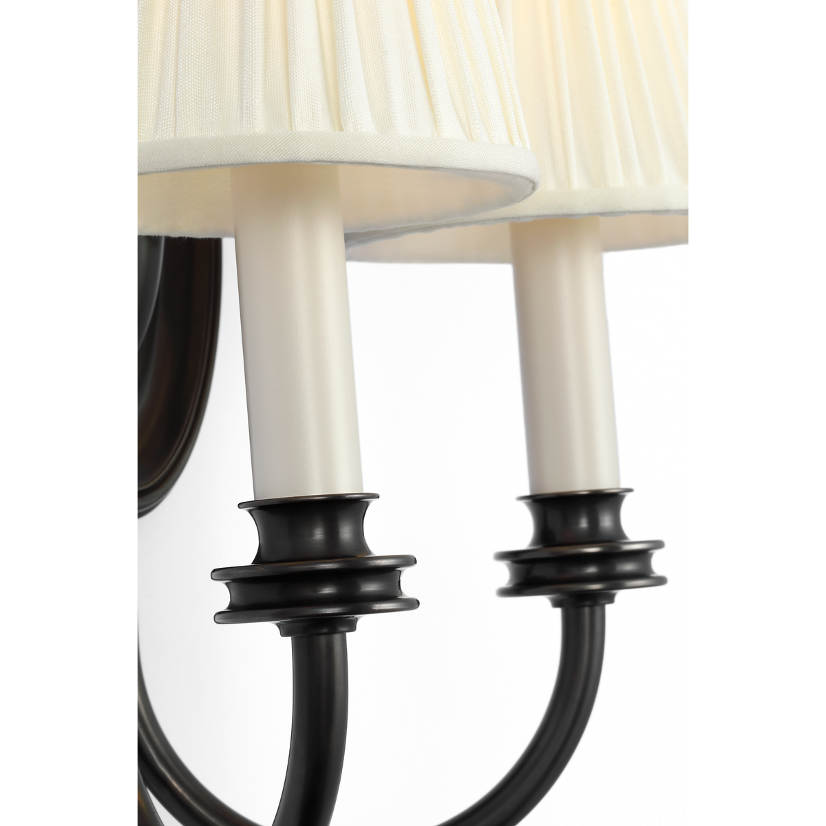 Marie Flanigan Astoria 12" Double Sconce in Bronze with Silk Pleated Shades W10.25" x H12" x E7"