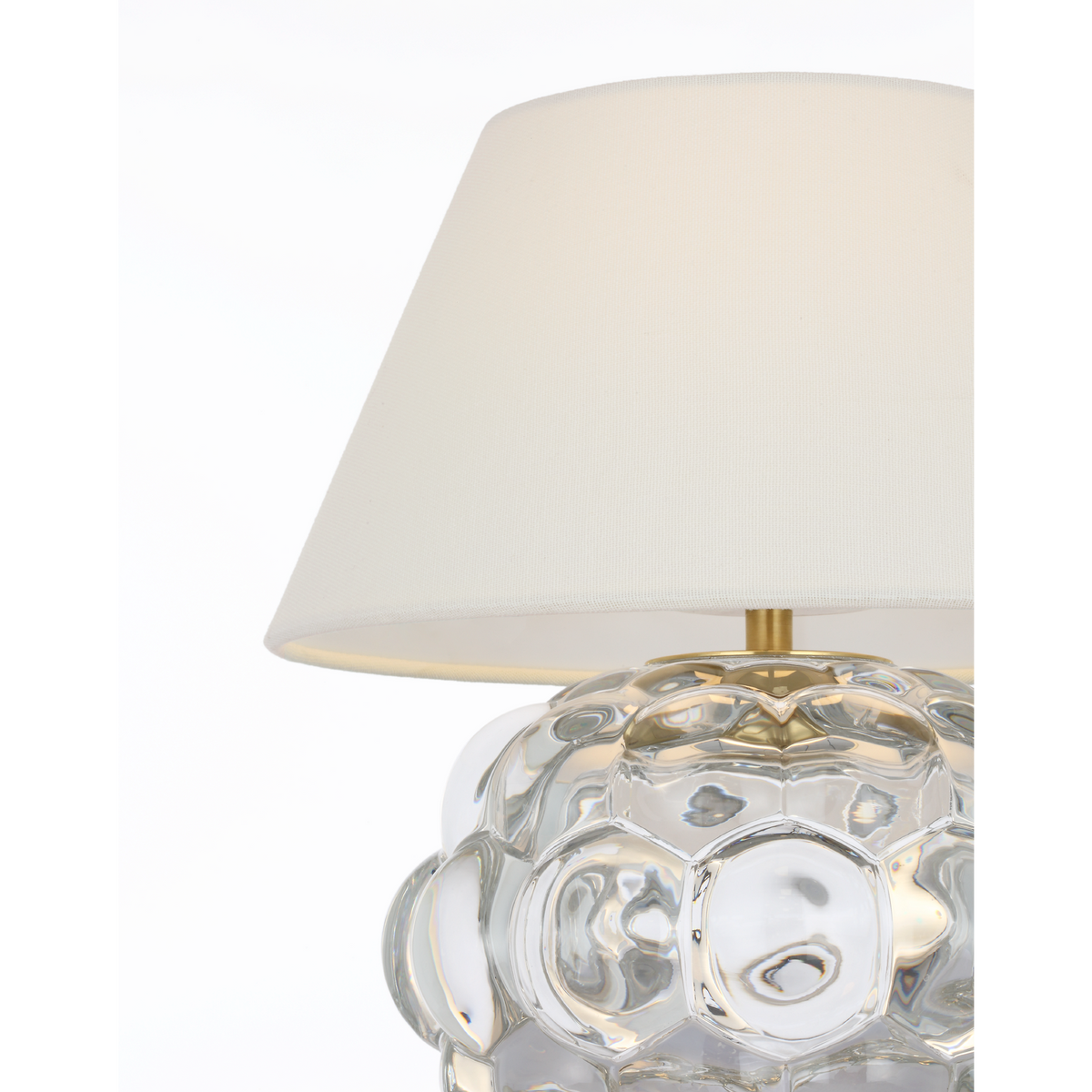 Marie Flanigan Elsa 12" Cordless Accent Lamp in Clear Glass with Linen Shade W10.5" x H11.75"