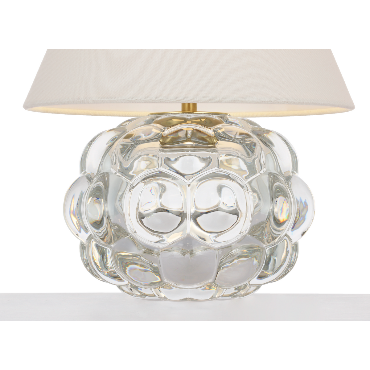 Marie Flanigan Elsa 12" Cordless Accent Lamp in Clear Glass with Linen Shade W10.5" x H11.75"